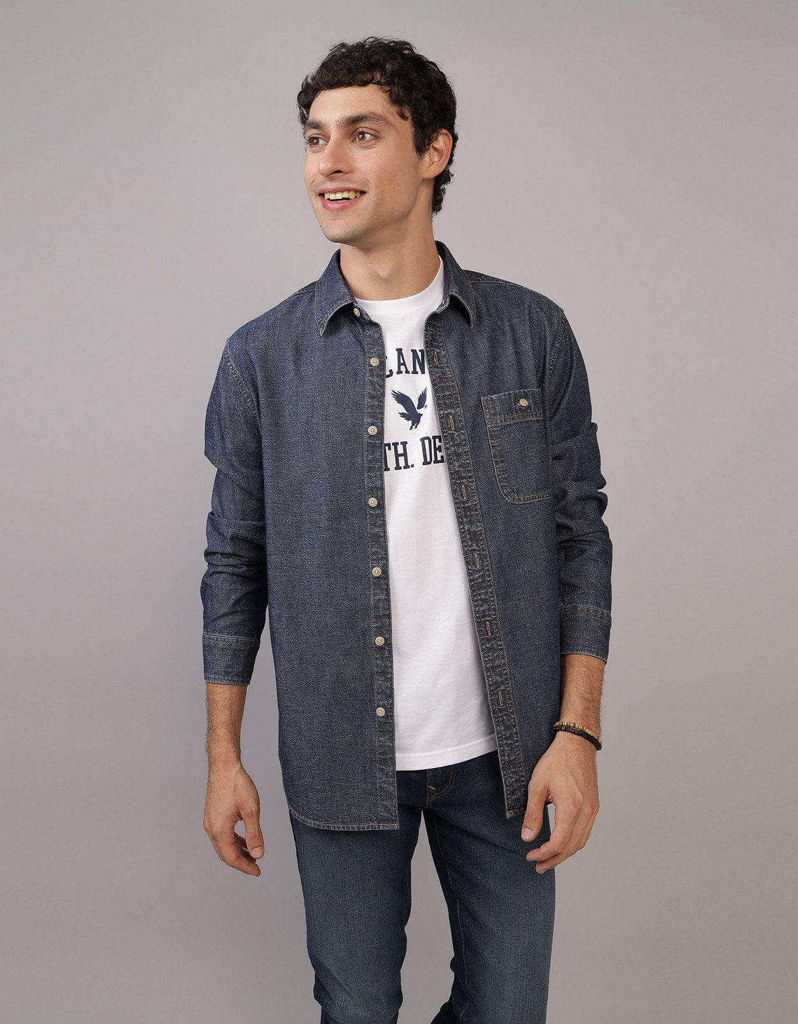 Camisa Masculina Blusa Jeans Aberta Camisas Para Hombre American Eagle
